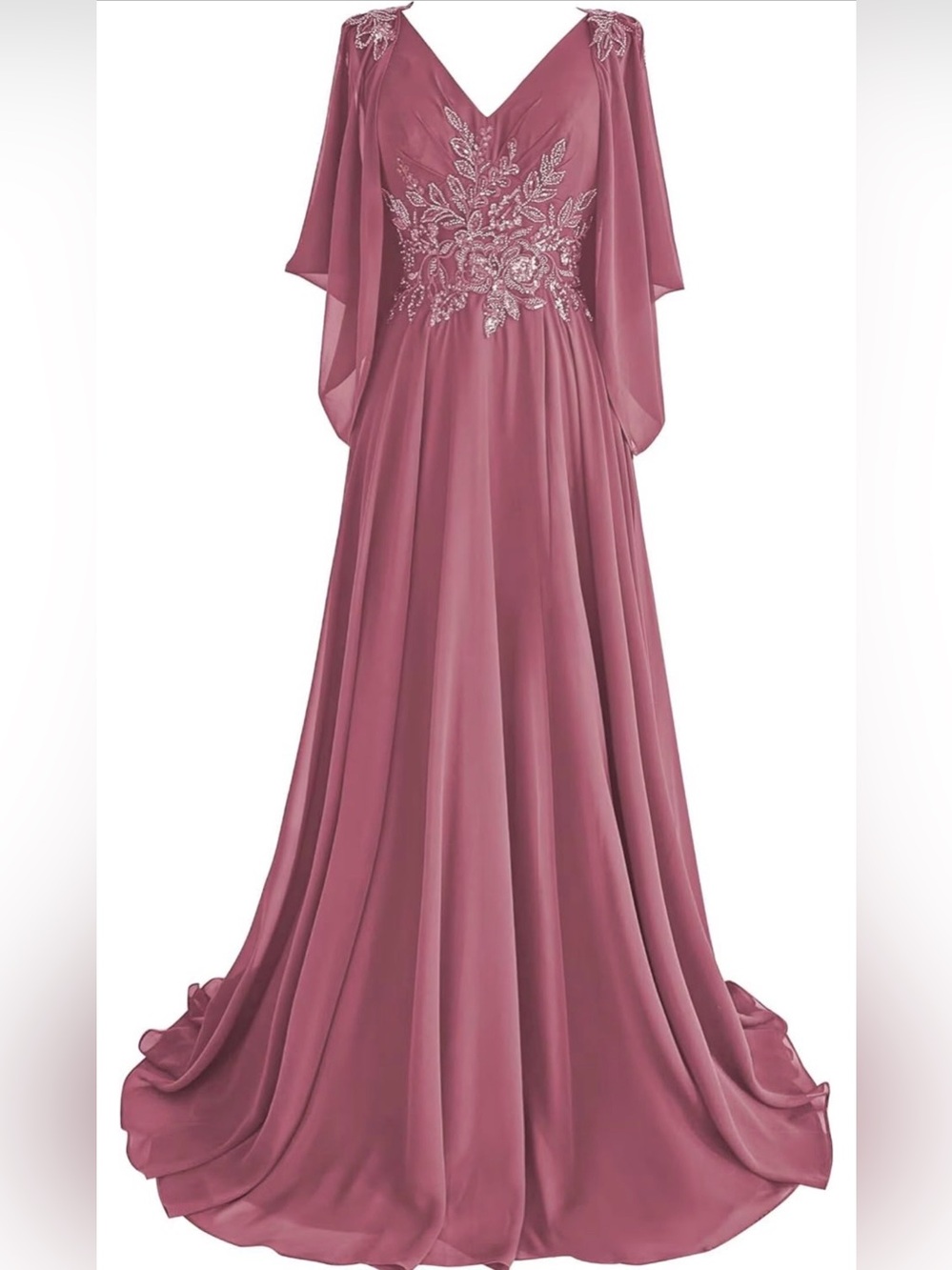 Desert Rose Embroidered Chiffon Dress